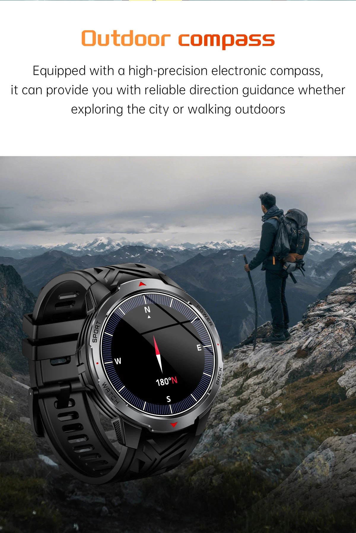 LIGE Smartwatch Da Uomo Bluetooth Chiamata Impermeabile 3ATM Batteria 1100mAh Bussola Esterna Per Sport Fitness