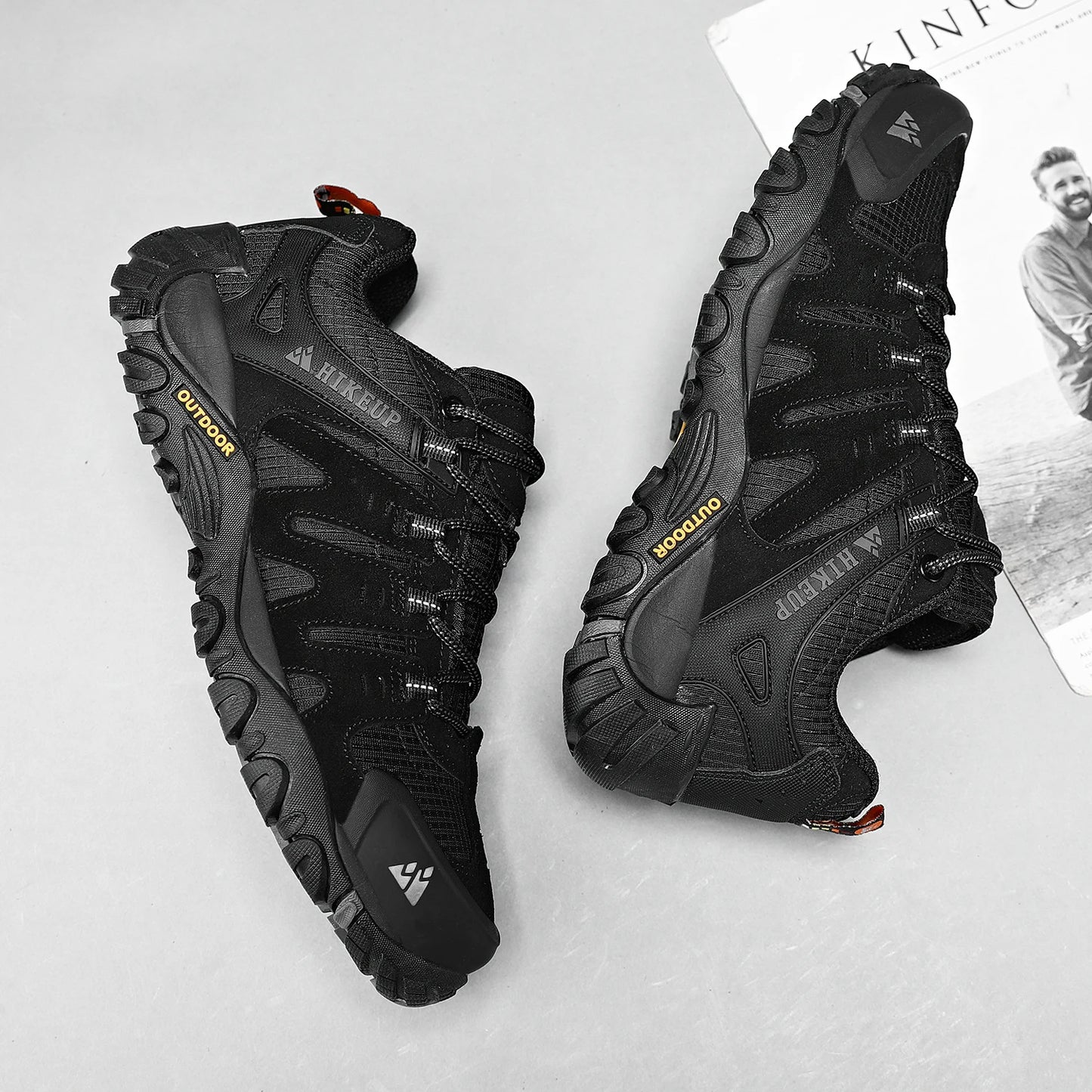 HIKEUP Scarpe Da Trekking Da Uomo In Pelle Scamosciata Impermeabili Traspiranti Esterno Resistente All Usura