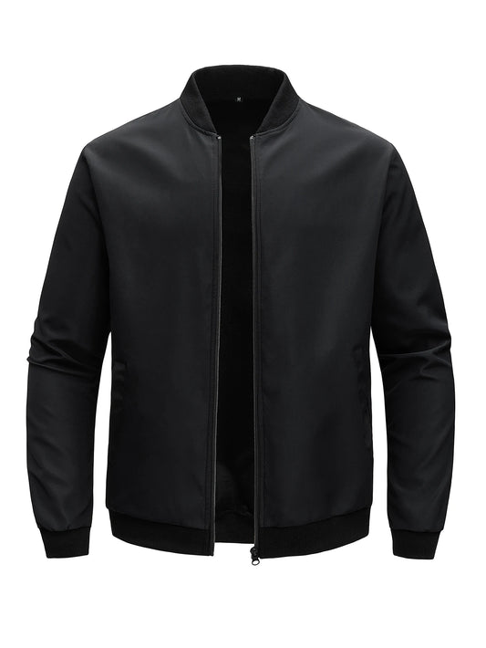 Giacca Uomo Sottile In Tinta Unita 2024 Primavera Autunno Con Colletto Baseball Corto Poliestere Business Casual