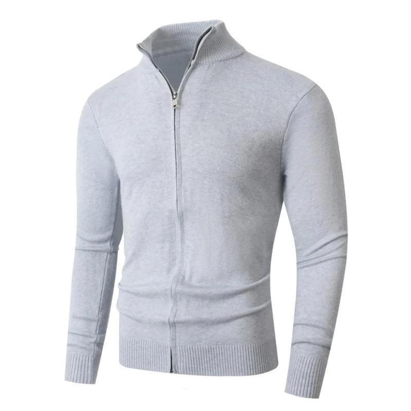 Cardigan Uomo Lana Mista Con Zip Frontale Dolcevita Animal Game Pratico E Caldo