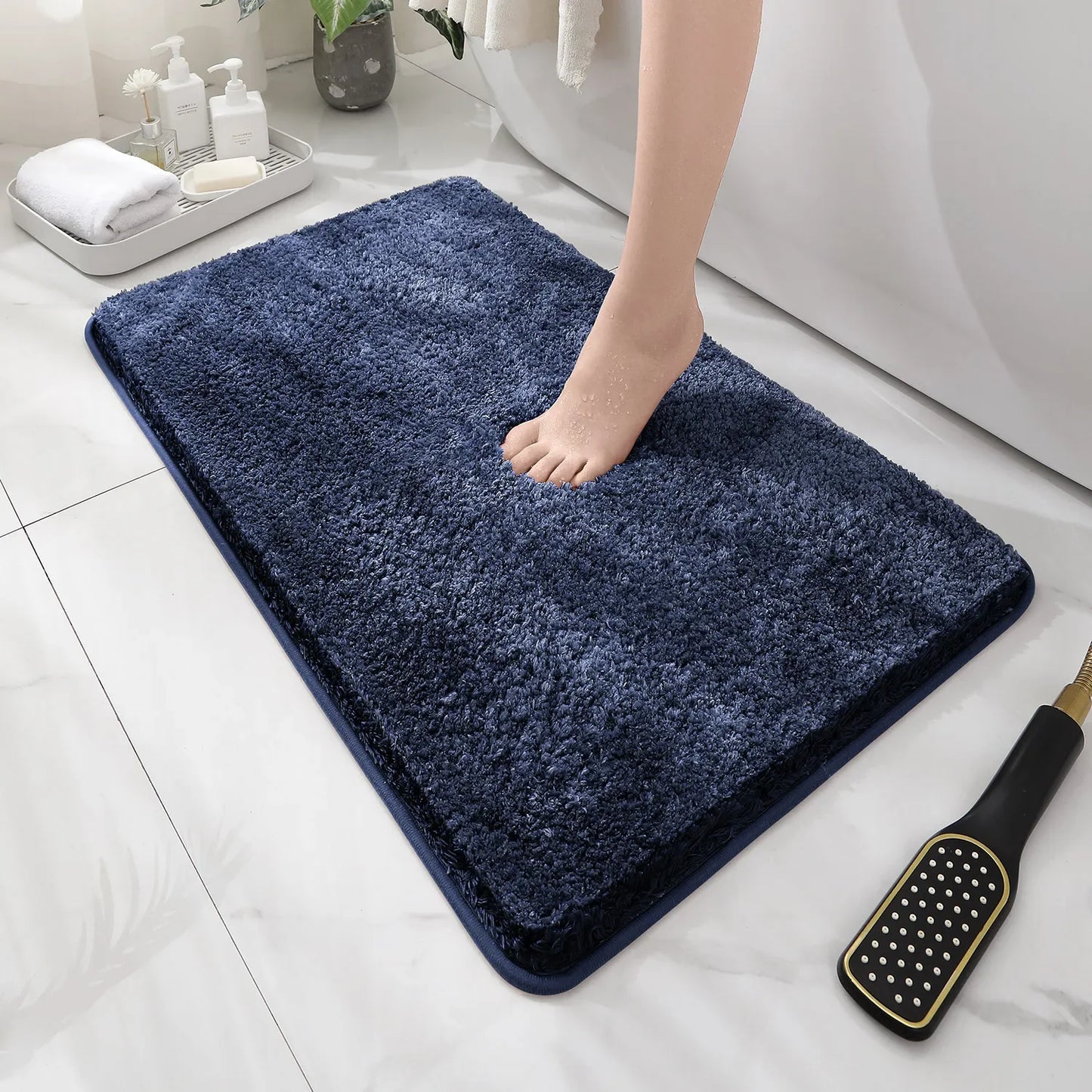 Tappetino Da Bagno Arrotondato E Ispessito Antiscivolo Peluche Assorbente Per Vasca E Per Porta D Ingresso