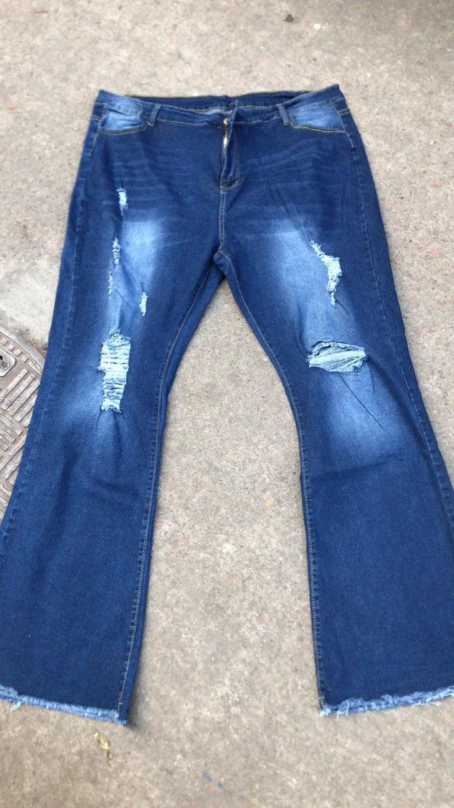 Jeans Zampa Elefante Vita Alta Da Donna Con Strappi Pantaloni Lunghi Super Elastici Design Lavato Origine Cinese