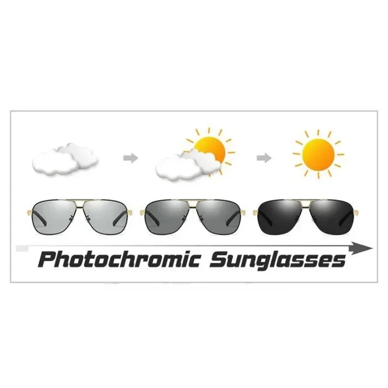 Occhiali Da Sole Polarizzati Fotocromatici In Alluminio Magnesio Quadrati Da Uomo Sicurezza Guida