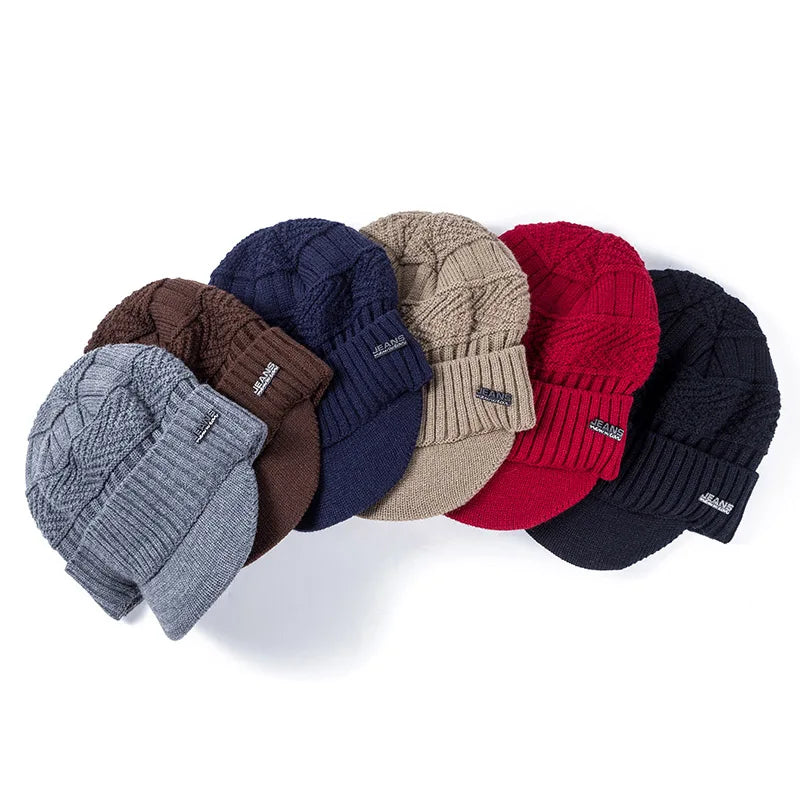 Cappello In Lana Per Uomo Autunno Inverno Lavorato A Maglia Con Visiera Imbottita Caldo E Confortevole