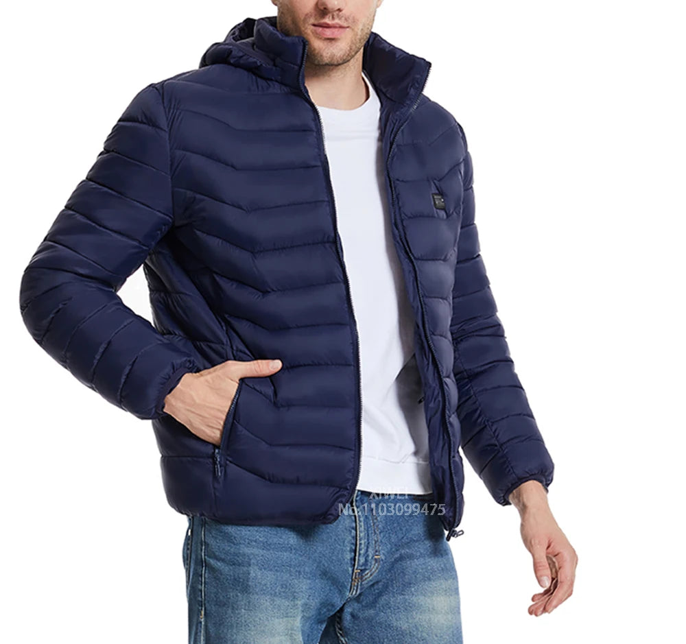 Giacca Riscaldata Unisex USB Termica Invernale Campeggio Sci Cotone Lavato Calda Leggera