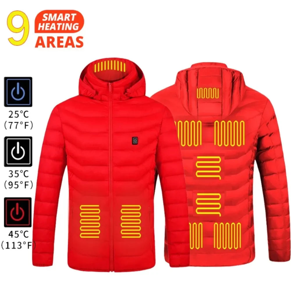 Giacca Riscaldata Unisex USB Termica Invernale Campeggio Sci Cotone Lavato Calda Leggera