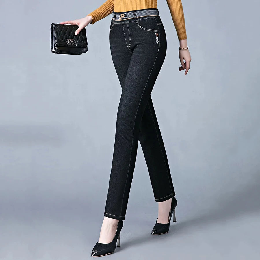Jeans Da Donna Vita Alta Elastico Skinny Denim Retro Stretch Taglia 36 In Stile Coreano Elegante