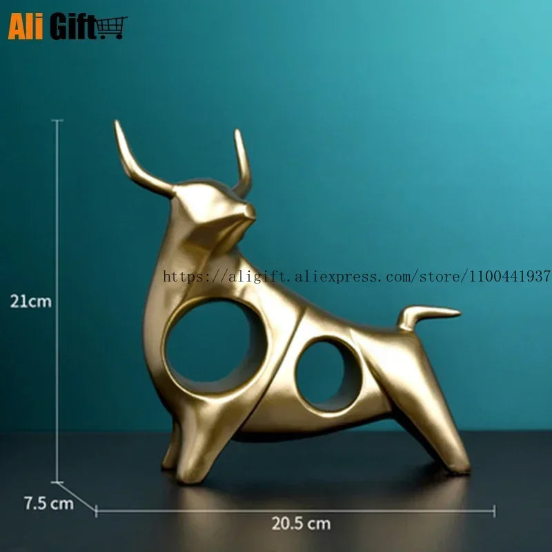 Decorazione In Resina Toro Dorato Scultura Moderna Astratta Geometrica Per La Casa Regalo Elegante
