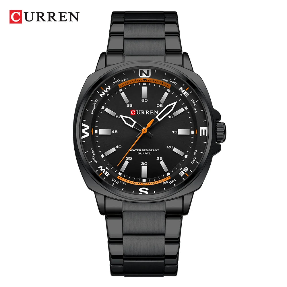 Curren Orologio Da Polso Da Uomo Quarzo Per Business Casual Con Cinturino In Acciaio Inossidabile Impermeabile 8455