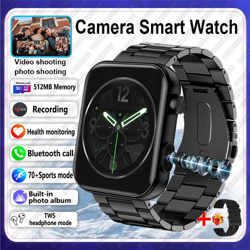 Nuovo Smartwatch Fotocamera per Uomo e Donna Registrazione Foto e Video Fitness Salute Impermeabile Chiamate Bluetooth