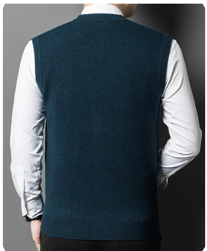 Gilet Spesso In Lana Di Pecora Uomo Casual Scollo A V Caldo Autunno Inverno Cardigan Monopetto In Lana Di Cashmere