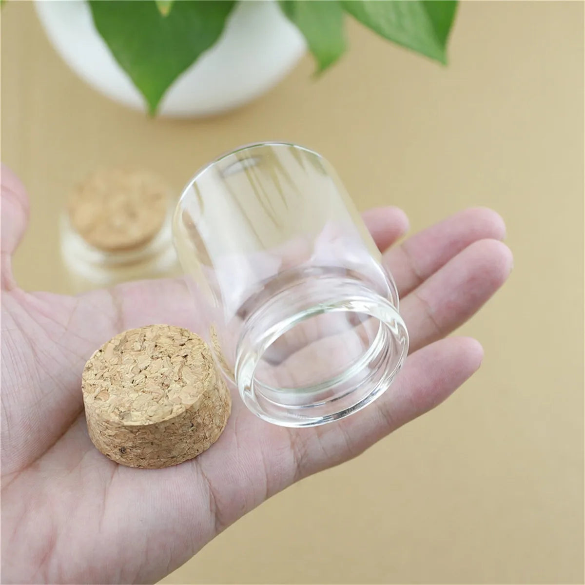Set Di 6 Barattoli Di Vetro Da 60 Ml Con Tappo Per Conservazione Spezie Dolci Fiale E Caramelle
