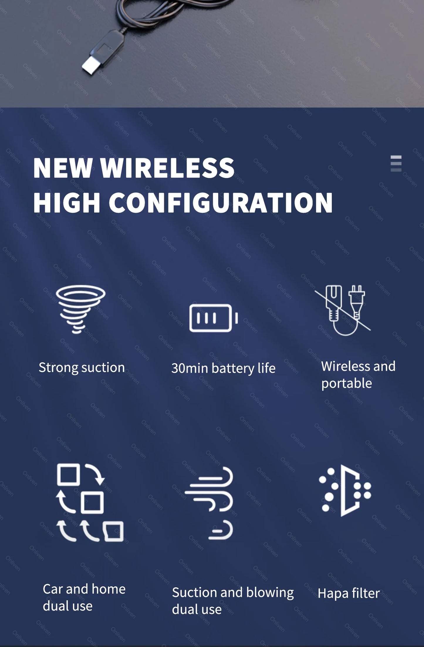 Szuk 98000PA Mini Aspirapolvere Per Auto Potente Pulizia Forte Aspirazione Palmare Wireless Portatile