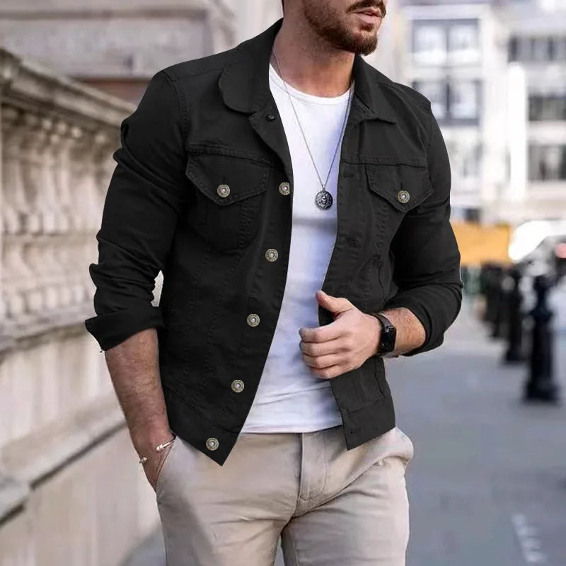 Giacche Jeans Uomo Slim Fit Hip Hop Streetwear Cotone Classico Abbigliamento Maschile Casual