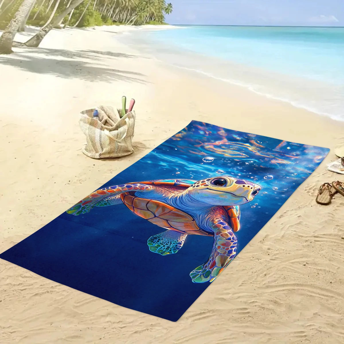 Telo Mare Stampato Con Animali Tartaruga Da Spiaggia Assorbente Ad Asciugatura Rapida Per Nuoto Sportivo AllAria Aperta