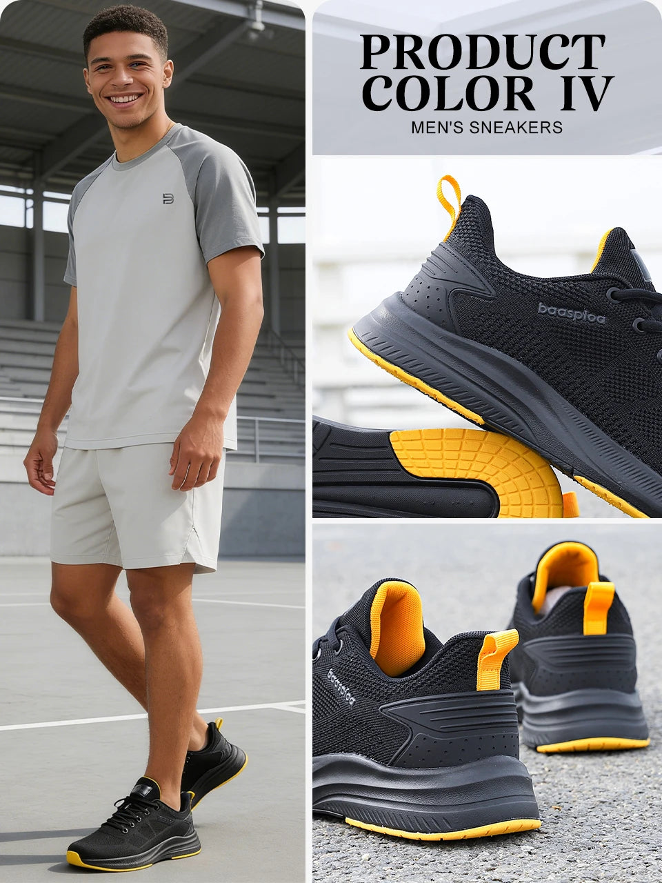 Baasploa Scarpe Da Corsa Uomo Traspiranti Leggere Comfort Massaggio E Aumento Altezza Design Moderno Per Esterni