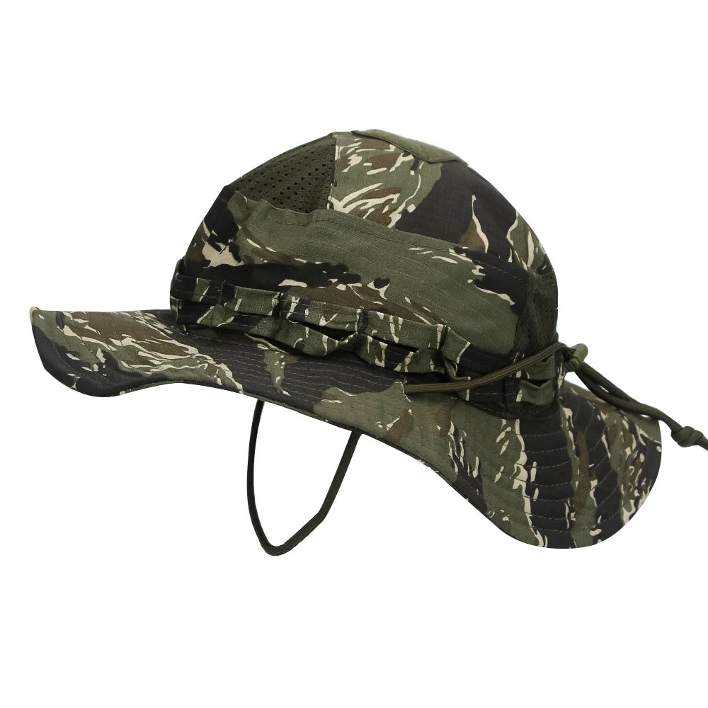 Cappello Boonie Camouflage Protezione Solare Traspirante Antivento Uomo Per Escursionismo Pesca Caccia