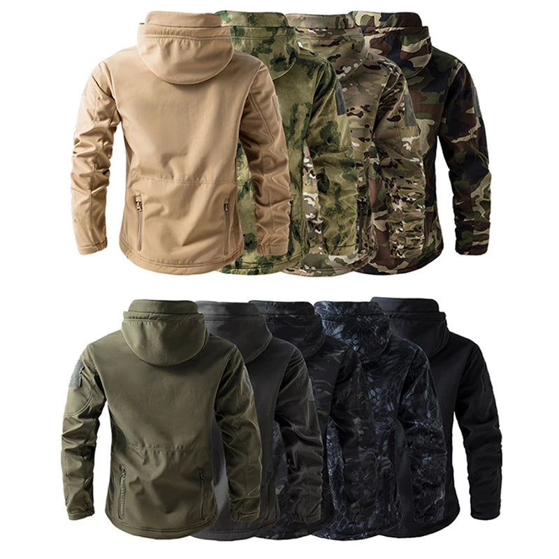 Lurker Giacca Soft Shell Tattica Pelle di Squalo Uomo Impermeabile con Cappuccio Mimetica Esterno da Caccia Autunno