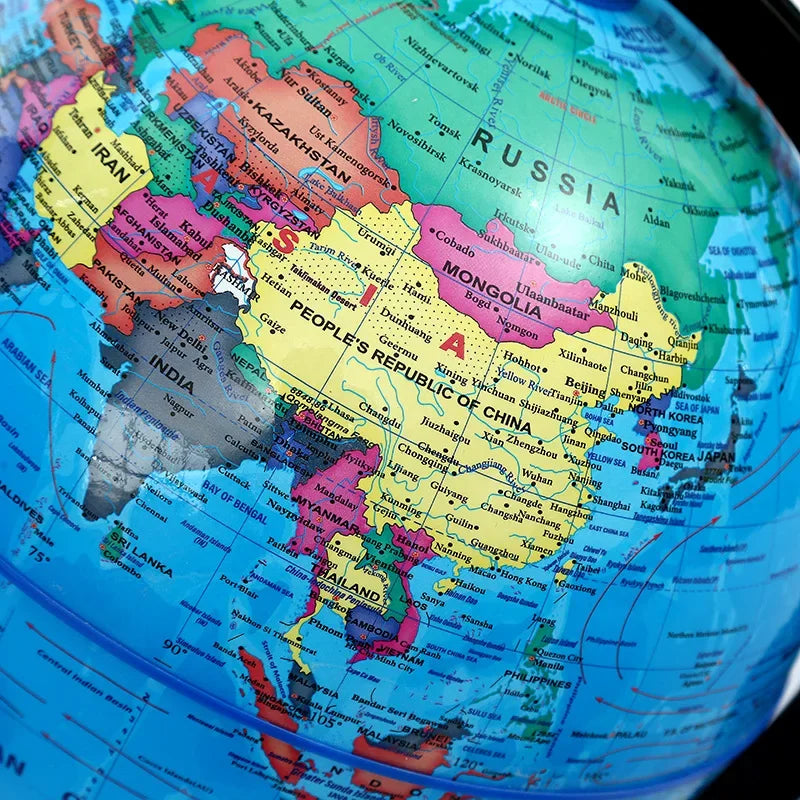 Globo educativo per l'insegnamento, mappa del mondo in inglese HD con rotazione a 360° °   Rotazione, Strumento Didattico Standard per la Geografia da Scrivania