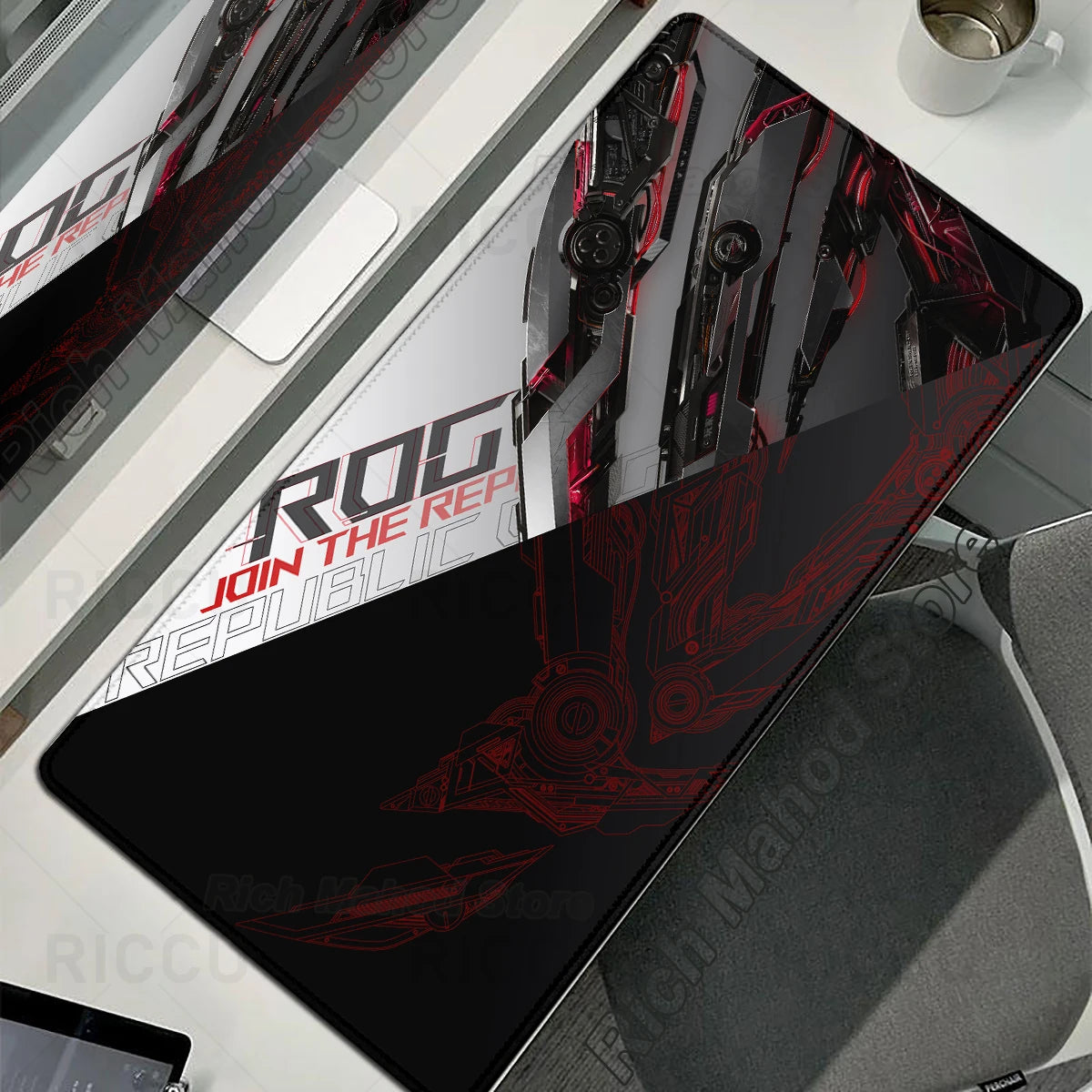 Tappetino per Mouse XXL ASUS ROG Republic Of Gamers Antiscivolo in Gomma per Scrivania da Gioco e Tastiera