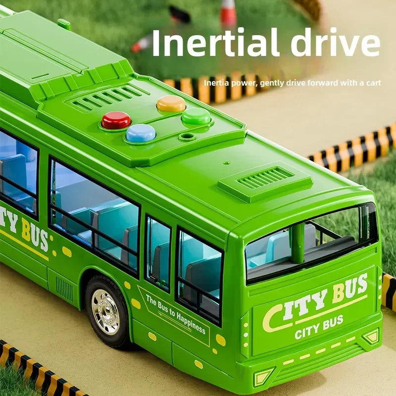 Autobus Urbano Grande Bambini Con Luci Suoni Inerzia Porta Aperta Pulsante Modello Scolastico Educativo Giocattolo Regalo