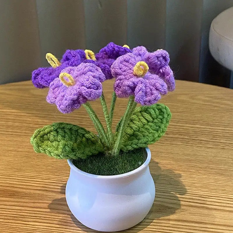 Fiore In Vaso Fai Da Te Rosa Mini Tessuti A Mano Per Scrivania Ufficio Decorazione Casa Filo Di Lana
