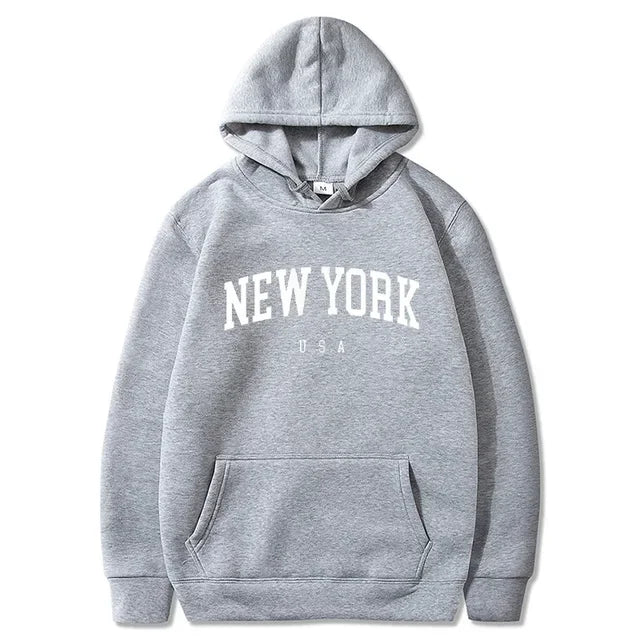 Felpe Con Cappuccio Uomo Donna New York City Stampe Lettere Grafica Casual Harajuku Pullover Abbigliamento Sportivo