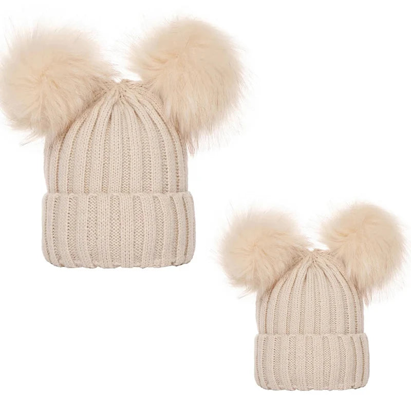 Cappello Invernale Da Donna Lavorato A Maglia Con Pompon In Pelliccia Sintetica Caldo Berretto Natalizio Per Ragazza