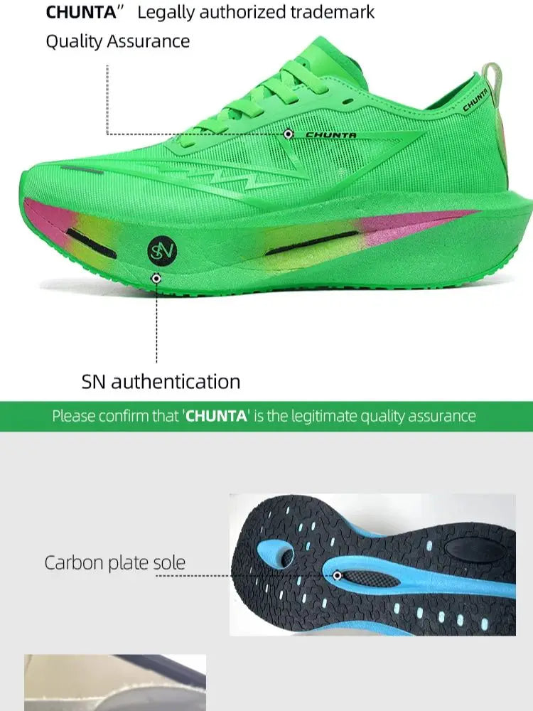 Scarpe da Corsa Unisex con Piastra in Carbonio Traspiranti Leggere Comode Antiscivolo Sneakers Chunta