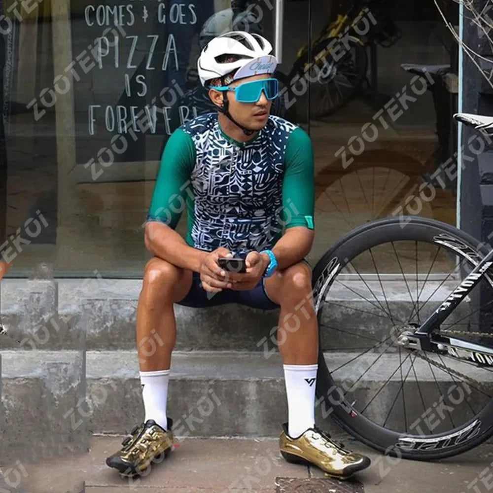 Maglia Da Ciclismo Professionale Da Uomo Manica Corta Set Uniforme Estiva Per Bici Da Strada Con Protezione UV