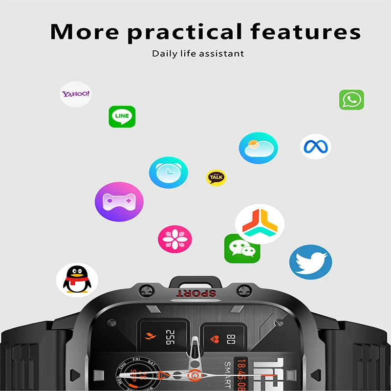 Orologio Fitness Con Schermo Da 1,96 Pollici 3ATM Chiamate Bluetooth Impermeabile Frequenza Cardiaca