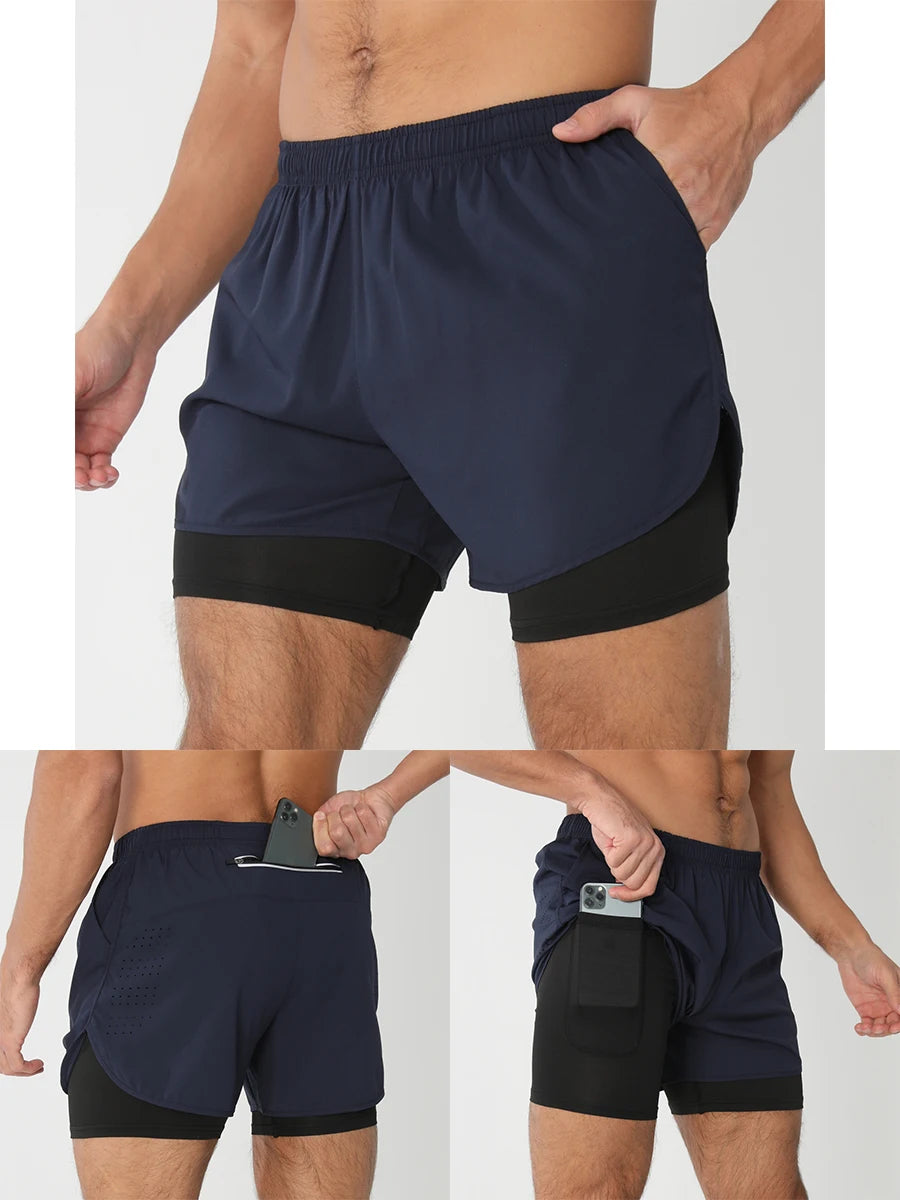 Pantaloncini Da Corsa Da Uomo 2 In 1 Palestra Asciugatura Rapida Pantaloni Corti Sportivi Estivi