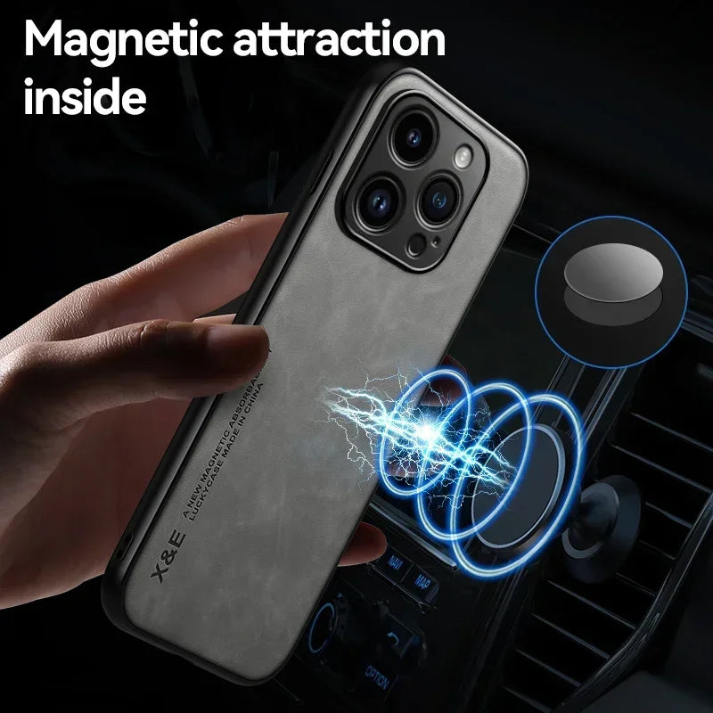 Custodia Protettiva Di Lusso Per iPhone 7 8 11 Pro Max Plus Mini 12 13 14 15 16 16e 17 Con Supporto Auto Magnetico