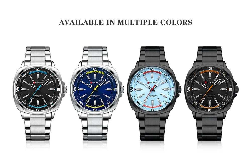 Curren Orologio Da Polso Da Uomo Quarzo Per Business Casual Con Cinturino In Acciaio Inossidabile Impermeabile 8455