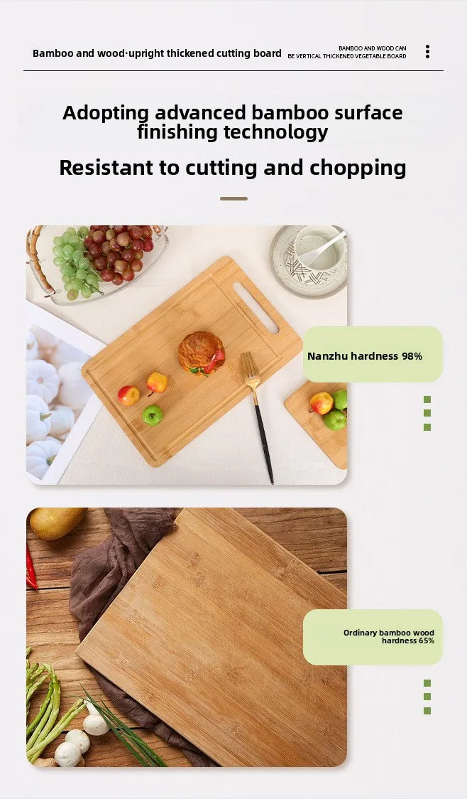 Tagliere In Bambù Bifacciale Da Cucina Anti Muffa Naturale Moso Con Supporto Verticale