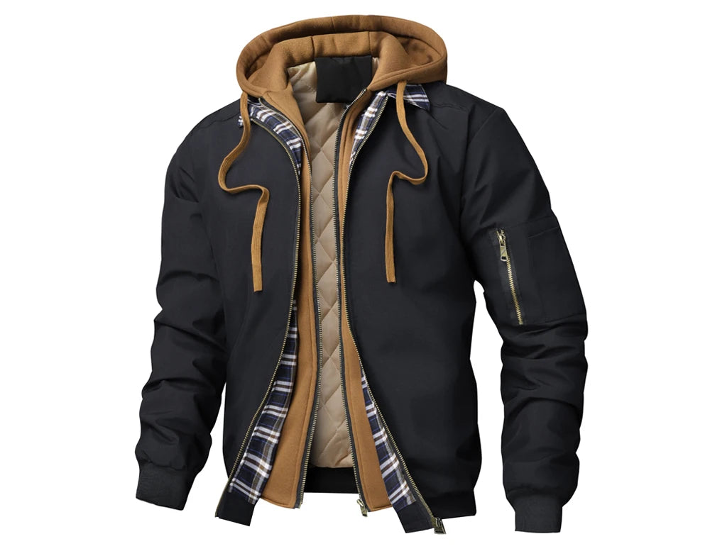 Giacca Bomber Calda Uomo Autunno Inverno Outdoor Con Cappuccio E Cerniera Termica Parka Sportiva