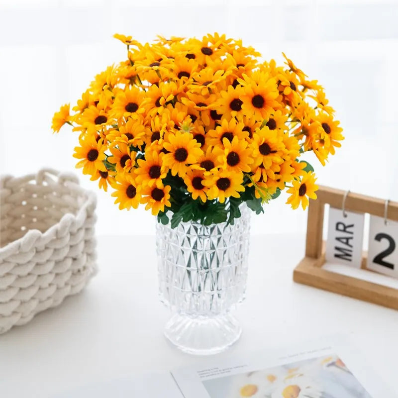 Fiore Artificiale Di Seta Giallo Margherita Mini Bouquet Per Matrimonio Vaso Da Tavolo Decorazione Casa Regalo Fai Da Te