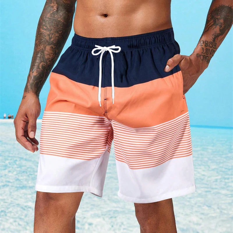 Pantaloncini Da Spiaggia Da Uomo A Righe Classiche Casual Sportivi Largi Traspiranti Ad Asciugatura Rapida Estivi Nuovi
