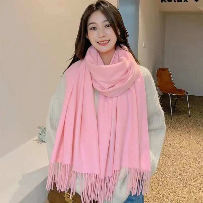 Sciarpa Nera In Lana E Cashmere Donna Calda E Morbida A Quadretti Inverno Autunno Dalla Forma Classica XWJ07