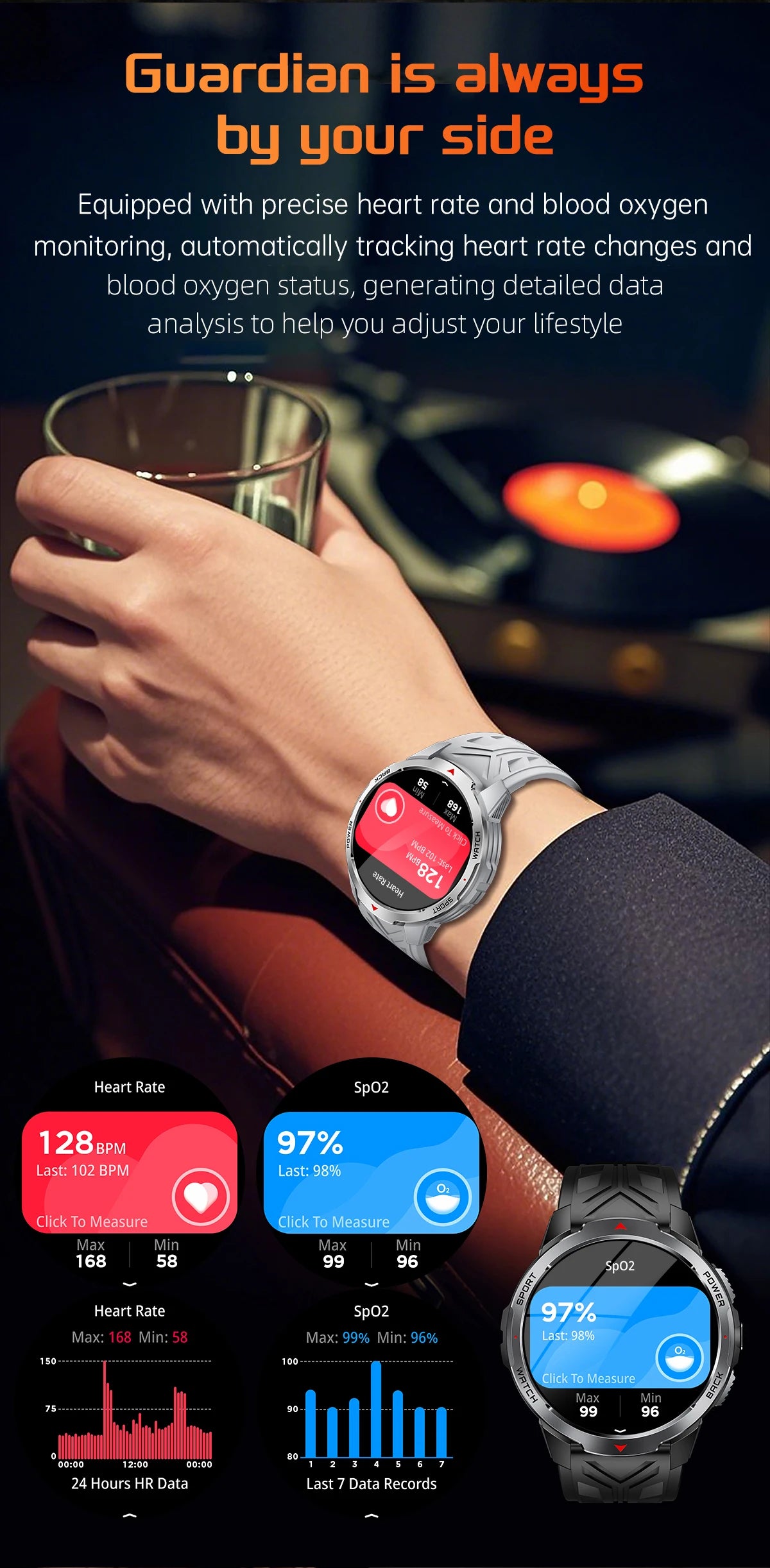 LIGE Smartwatch Da Uomo Bluetooth Chiamata Impermeabile 3ATM Batteria 1100mAh Bussola Esterna Per Sport Fitness