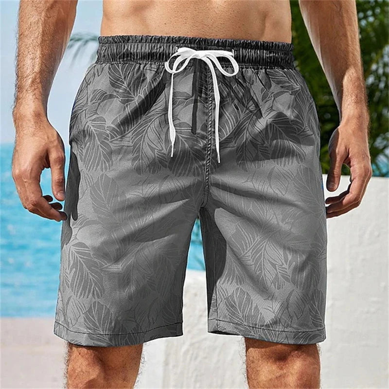 Pantaloncini Da Surf Oversize Per Uomo Con Stampa 3D Di Piante Tropicali E Coulisse Costumi Da Bagno Spiaggia