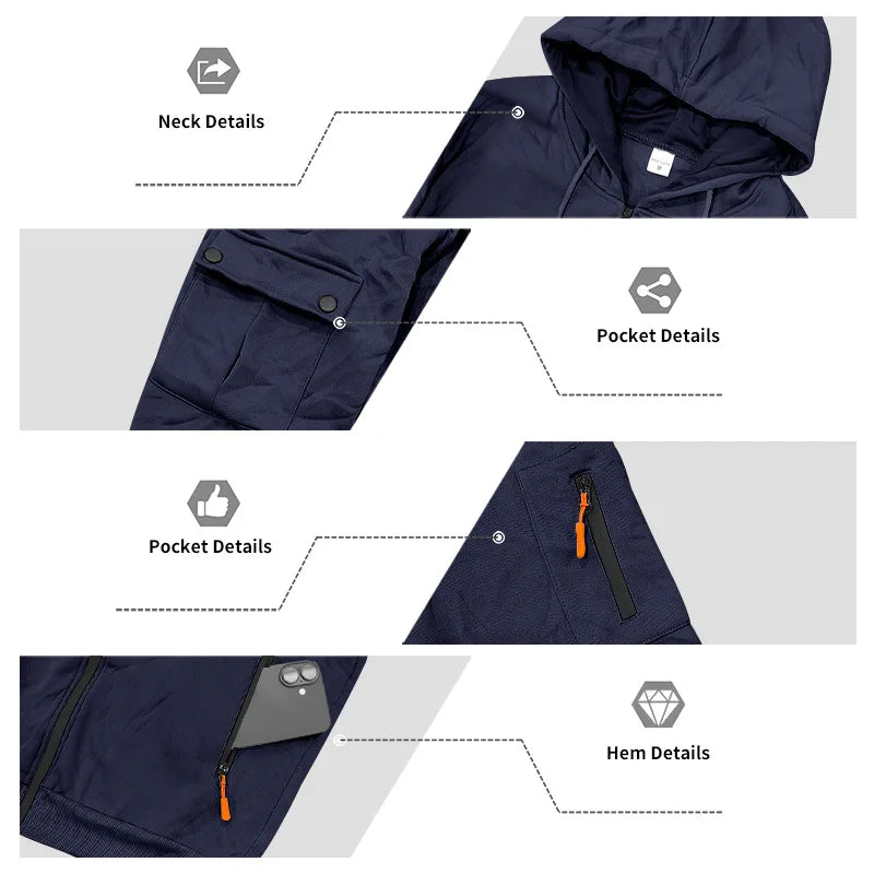 Set Maglione Con Cappuccio Moda Sportiva All'Aria Aperta In Velluto Sciolto Da Uomo Autunno Inverno