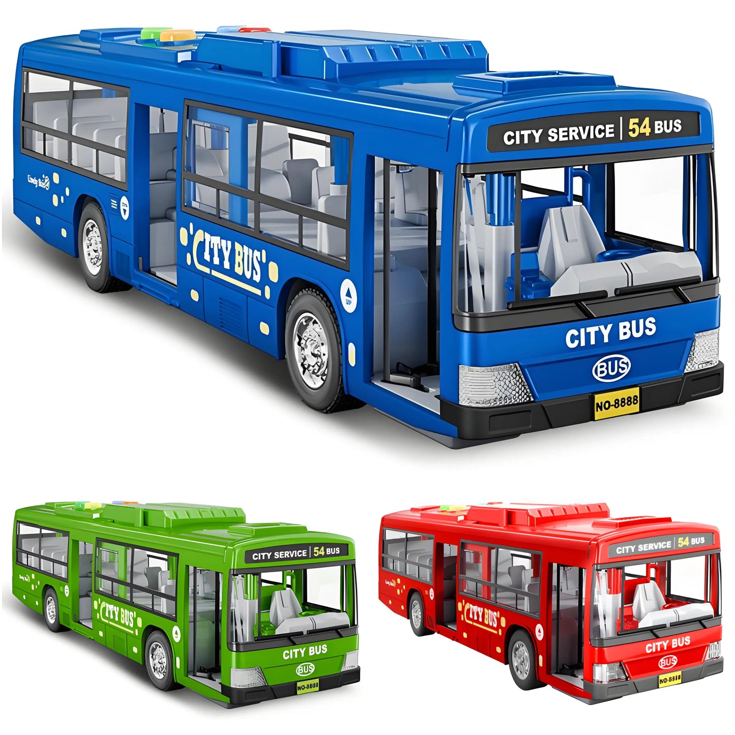 Autobus Urbano Grande Bambini Con Luci Suoni Inerzia Porta Aperta Pulsante Modello Scolastico Educativo Giocattolo Regalo