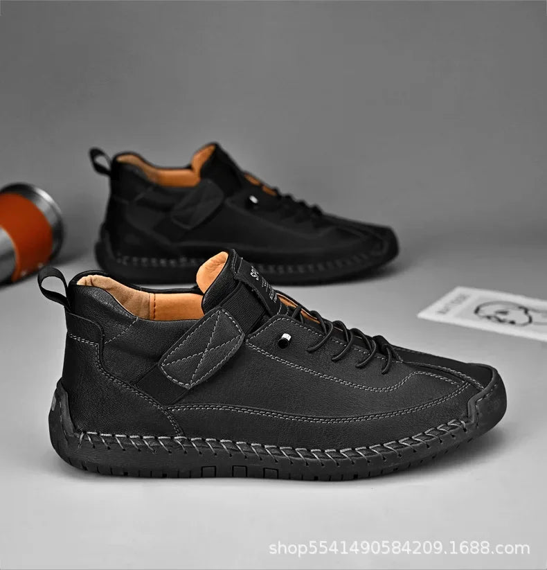 Scarpe Casual Da Uomo In Pelle Cucita A Mano Antiscivolo Con Fondo Grande E Fibbia Centrale