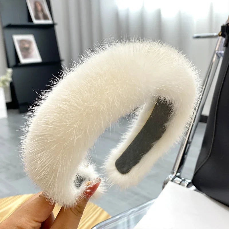 Fascia Per Capelli Inverno In Pelliccia Vera Di Visone Alta Qualità Per Donne Lusso Regalo Elegante