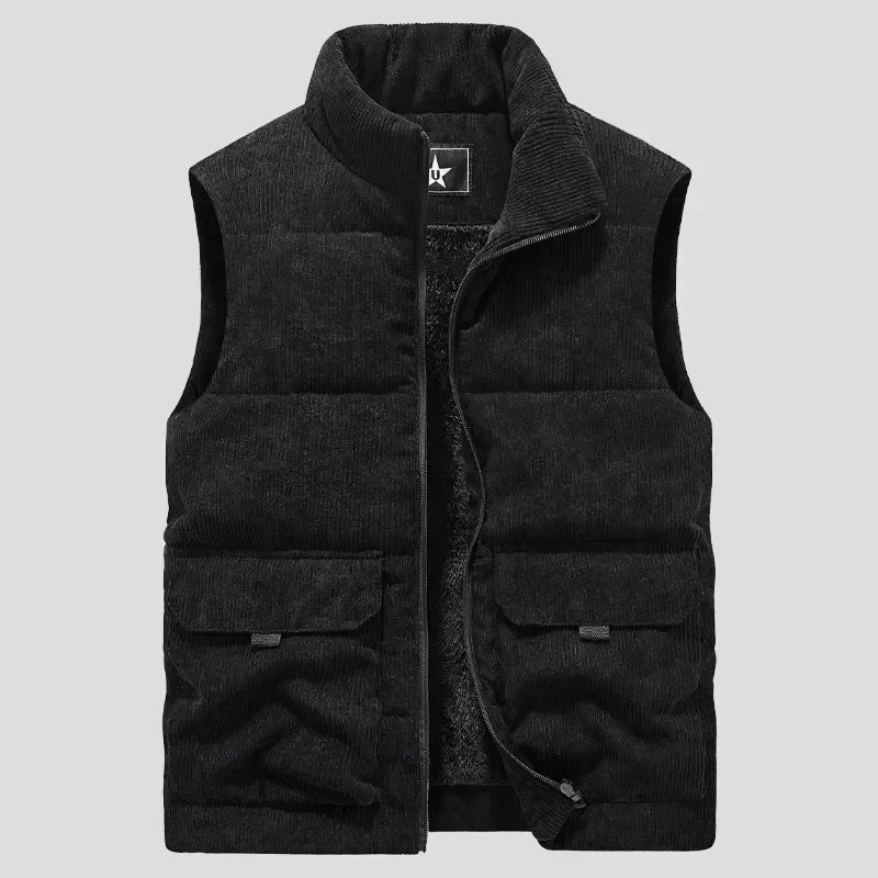 Gilet Pile Da Uomo Inverno Caldo Senza Maniche Con Colletto Quadrato Stile Esercito Abbigliamento