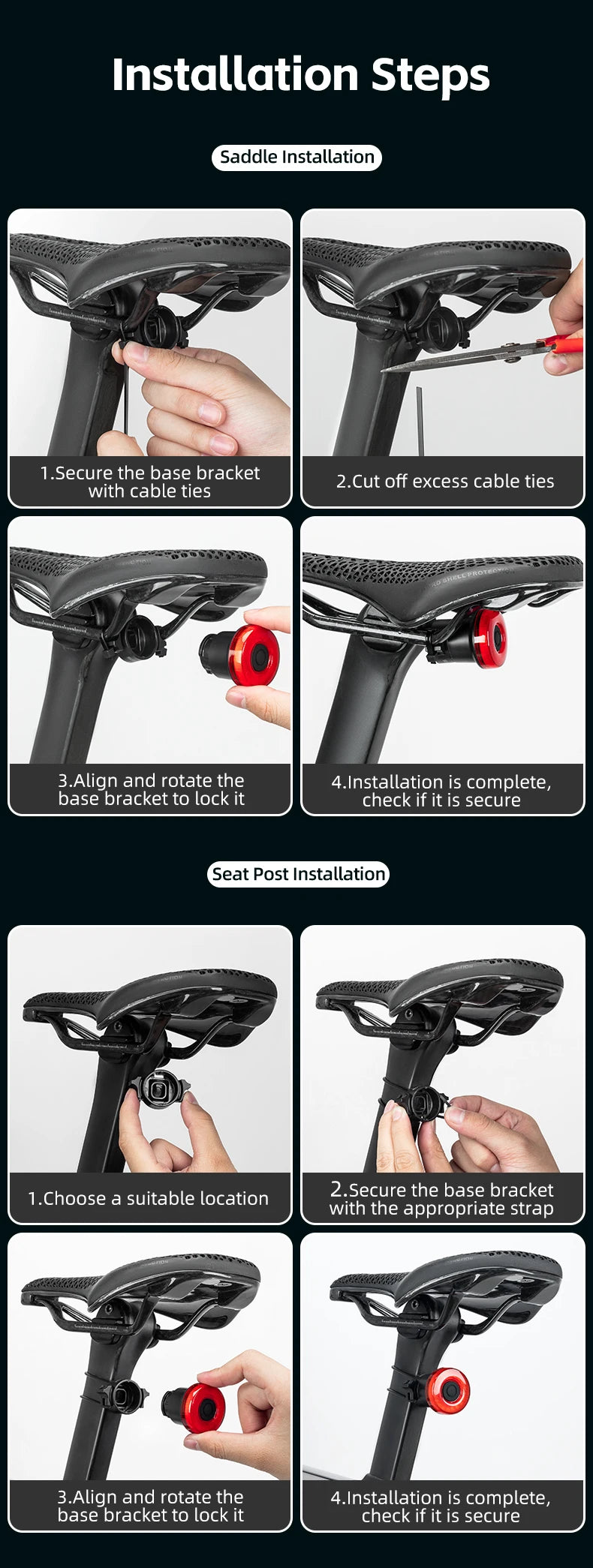 ROCKBROS Fanale Posteriore Per Bicicletta Intelligente Ricaricabile Tipo C Impermeabile IPX7 Per Guida Notturna