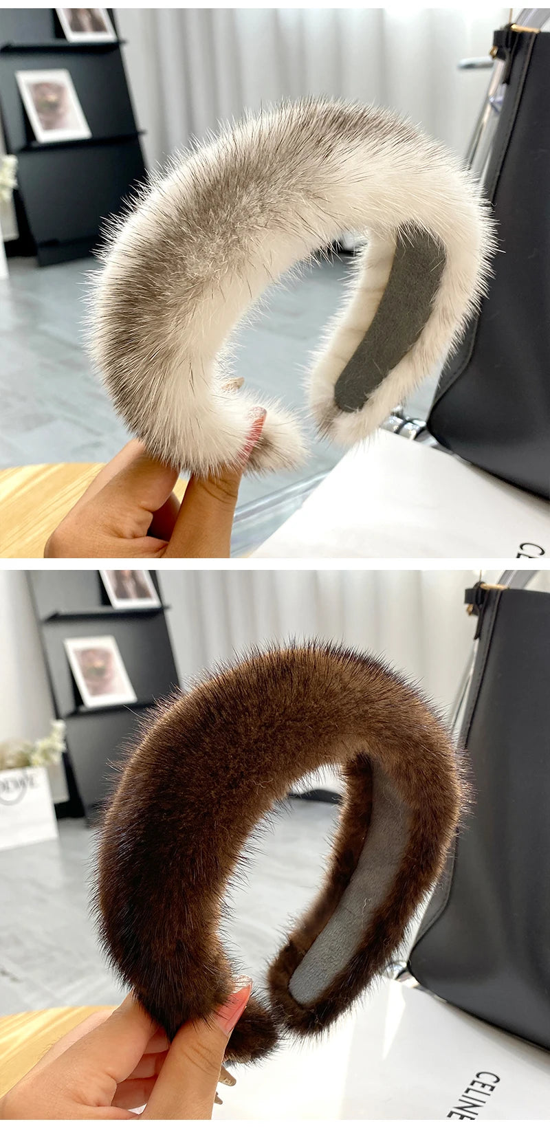 Fascia Per Capelli Inverno In Pelliccia Vera Di Visone Alta Qualità Per Donne Lusso Regalo Elegante