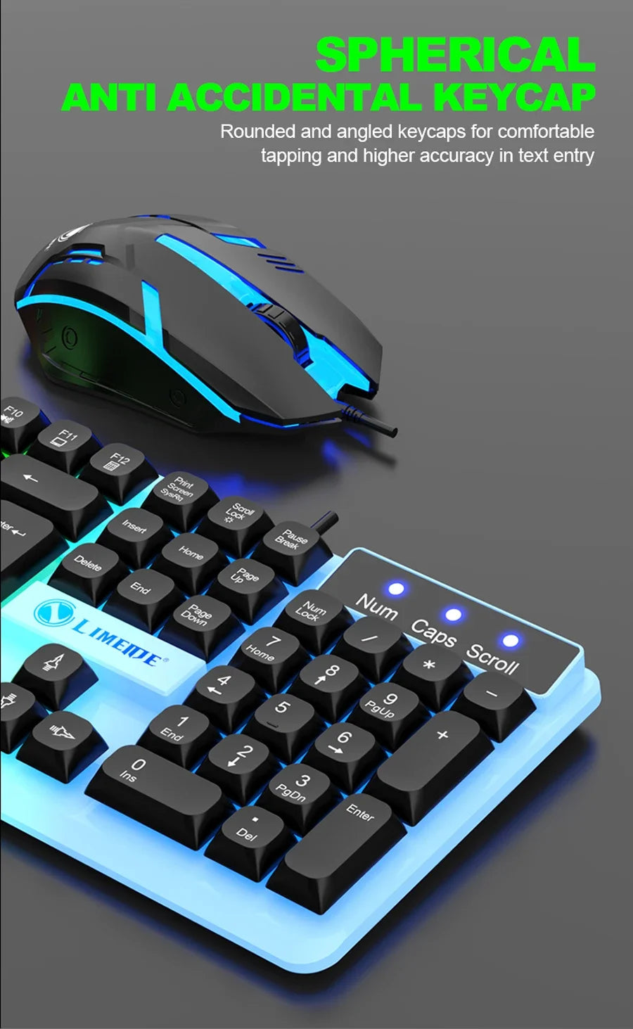 NG GTX350 Tastiera Da Gioco E Mouse Combo USB Cablata Con Retroilluminazione LED Per PC Desktop Nero