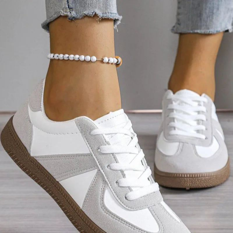 Scarpe Sportive Da Donna Vulcanizzate Piatte Stringate Colori Misti Moda Autunno 2025 Comode Casual